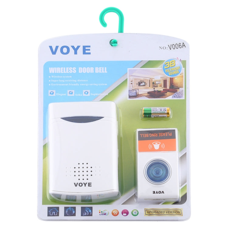 VOYE V006A Home Music Remote Control Wireless Doorbell with 38 Polyphony Sounds, V006A VOYE V006A Home Music Remote Control Wireless Doorbell with 38 Polyphony Sounds, V006A